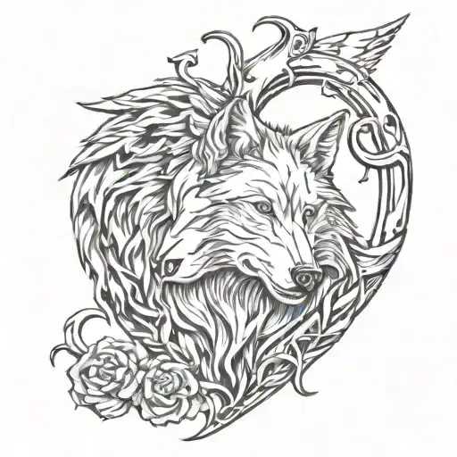 revenger forgiveness wolf heart broken hope love symbol tattoo design idea