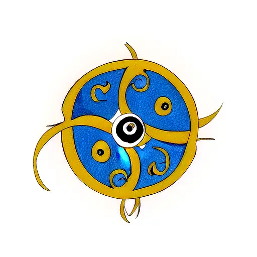 one piece flag inspired in two snakes one yellow one blue in a yin yang tattoo design idea