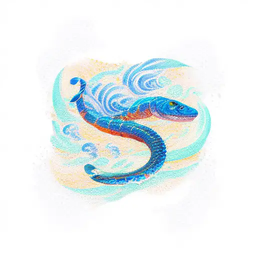 Ocean Wave, water snake, australia, canada, punjabi, sikh, lawyer tattoo design idea