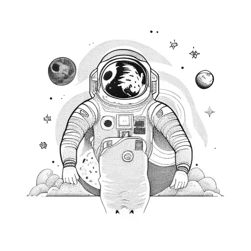 spaceman  the moon tattoo design idea