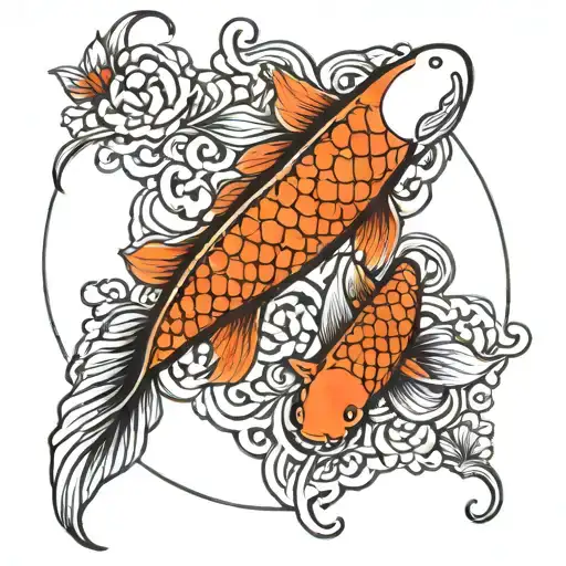neda symbol with koi fish tattoo design idea