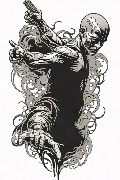 childhood trauma man tattoo design idea