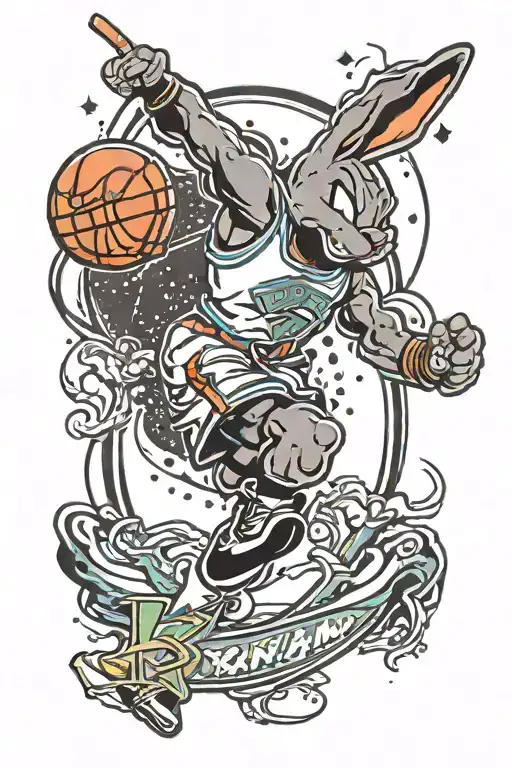 Space Jam tattoo with Jordan logo tattoo design idea