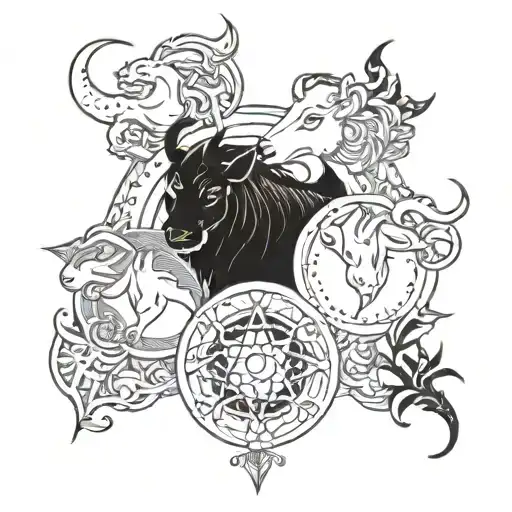 Leo Libra Taurus and Pisces with al tattoo design idea