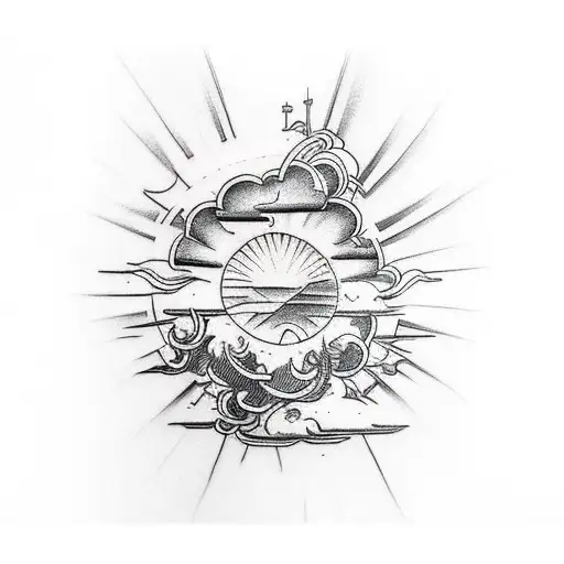 forearm male tatto Long live my pops with clouds and sun rays  tattoo design idea