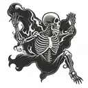 flaming dancing skeleton tattoo design idea