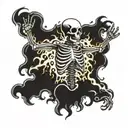 flaming dancing skeleton tattoo design idea