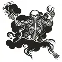 flaming dancing skeleton tattoo design idea