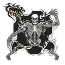 flaming dancing skeleton tattoo design idea
