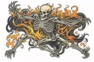 dancing flaming skeleton tattoo design idea