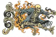 dancing flaming skeleton tattoo design idea