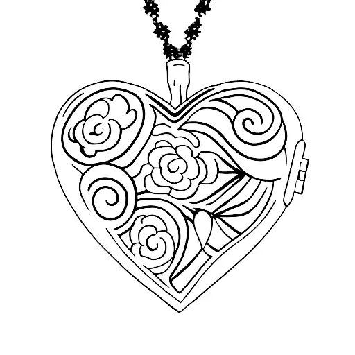 A heart locket with a wedding picture inside tattoo design idea