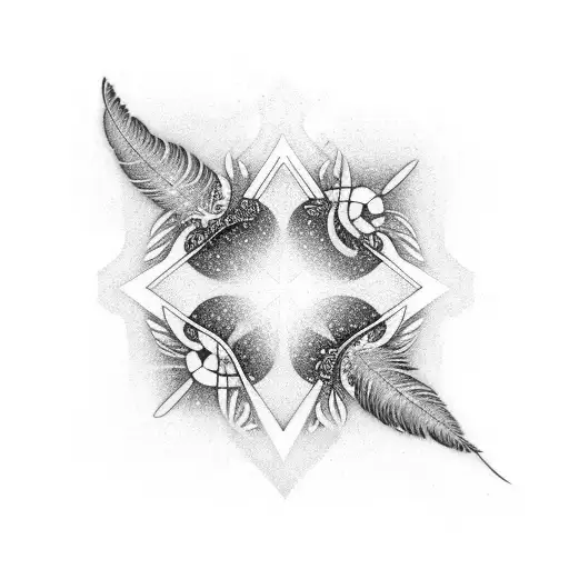  feathers stars neptune waves tattoo design idea