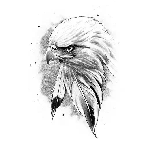 eagle wing feathers stars tattoo design idea
