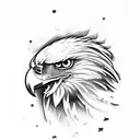 eagle wing feathers stars tattoo design idea