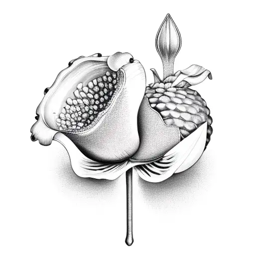 Acorn with Lily tattoo design idea