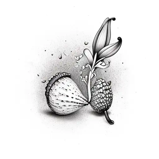 Acorn with Lily tattoo design idea