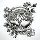 Right arm tattoo which will contains tree of live, and Name Kiara tattoo design idea