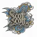 The name "Scott" in a graffiti font tattoo tattoo design idea