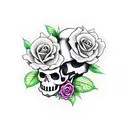 skull with roses tattoo design idea