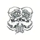 skull with roses tattoo design idea