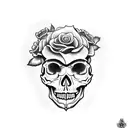 skull with roses tattoo design idea