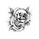 skull with roses tattoo design idea