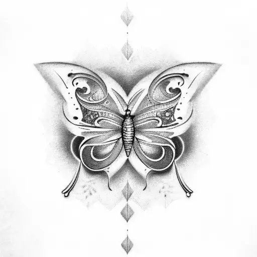 two names in script with a butterfly in between  tattoo design idea