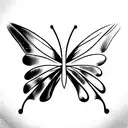 two names in script with a butterfly in between  tattoo design idea