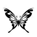 two names in script with a butterfly in between  tattoo design idea