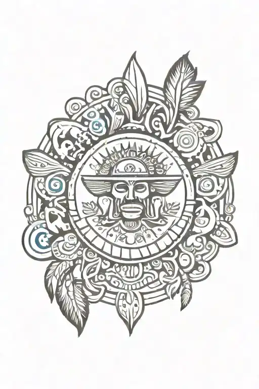 mexican heritage and indigenous symbols incorporated tattoo design idea