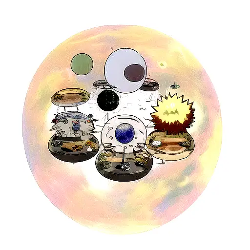 hedghog playing in the solar system tattoo design idea