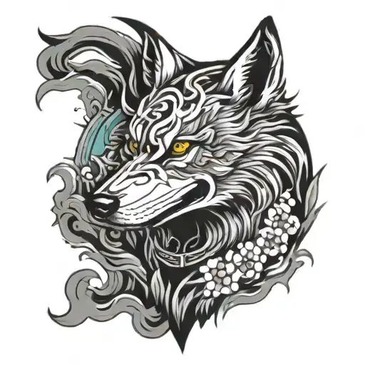 fucking sick wolf tattoo design idea