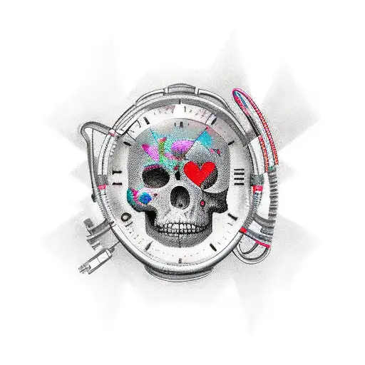 MEMENTO MORI, MEMENTO VIVIRE WITH CARDIAC PULSE LINES tattoo design idea