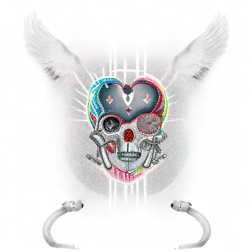 MEMENTO MORI, MEMENTO VIVIRE  PHRASEWITH CARDIAC PULSE LINES tattoo design idea