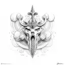 trident,éclair,casque grec tattoo design idea