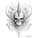 trident,éclair,casque grec tattoo design idea