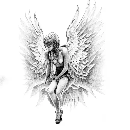 fallen angel tattoo design idea