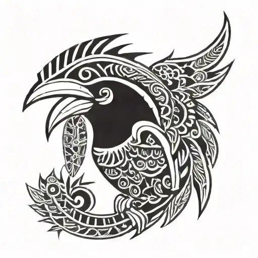 hornbill and terong tattoo design idea