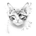 black eyes cat tattoo design idea