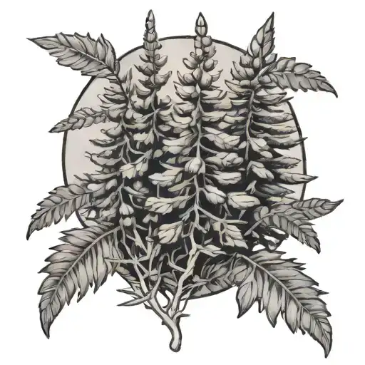 lupine spruce tree tattoo design idea
