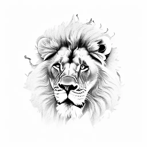 Lion in fire tattoo design idea