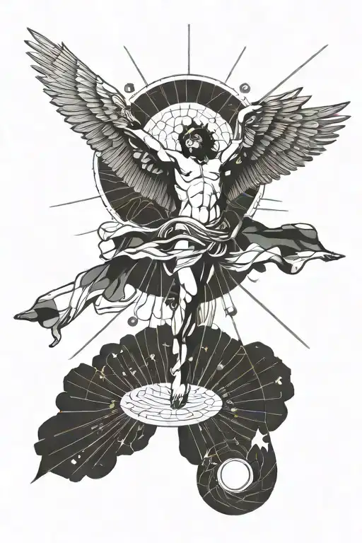 icarus falling from the sun tattoo design idea