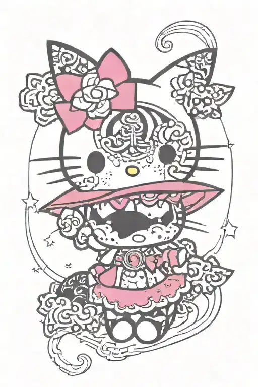 kuromi hello kitty tattoo design idea