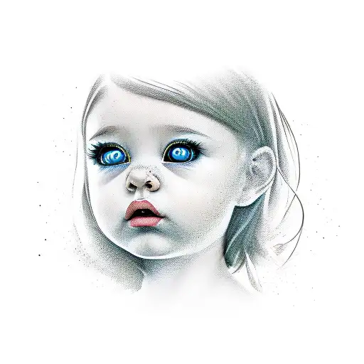 little girl in the woods tattoo design idea