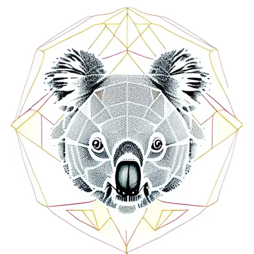 koala face with geometric shapes tattoo design idea