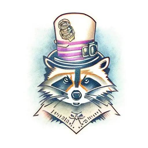 steampunk racoon tattoo design idea