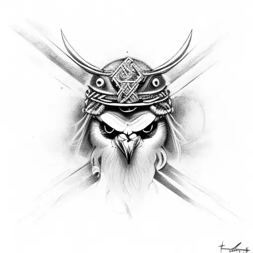 three eyed viking crow  tattoo design idea