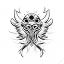 three eyed viking crow  tattoo design idea