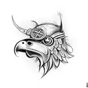 three eyed viking crow  tattoo design idea
